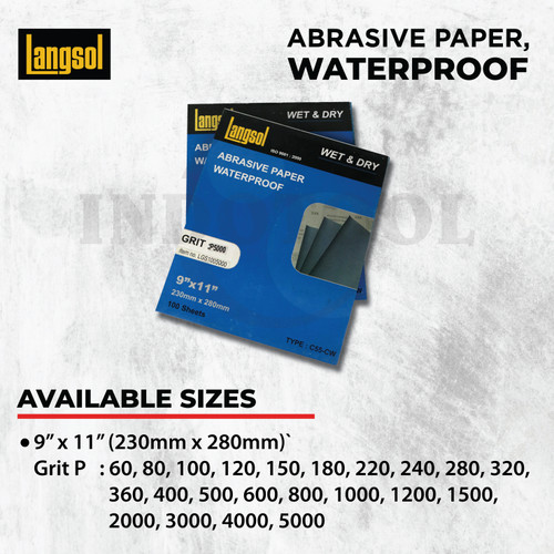 Amplas Kertas Waterproof Wet Dry 9x11" Grit P 60 - P 5000 LANGSOL