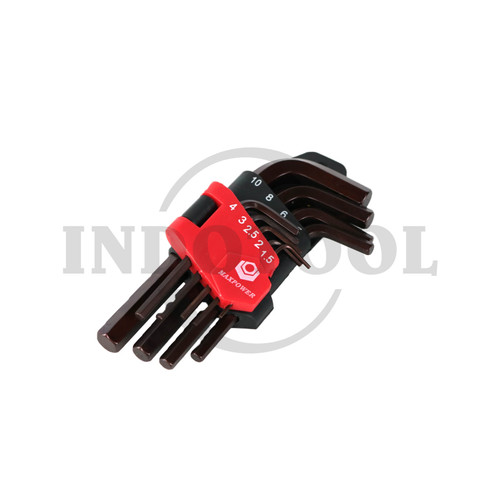 KUNCI L PENDEK SET 9 PCS S2 BRONZE 1.5-10 MM / ARM HEX KEY MAXPOWER