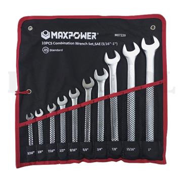 KUNCI RING PAS SET / 10 PCS COMBINATION WRENCH SET 5/16" - 1" MAXPOWER