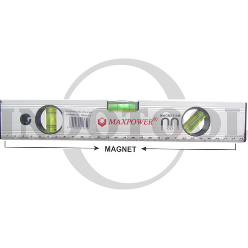 MAGNET ALUMINIUM / ALUMINUM LEVEL WITH SCALE (MAGNETIC) 24" MAXPOWER