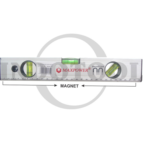 MAGNET ALUMINIUM / ALUMINUM LEVEL WITH SCALE (MAGNETIC) 32" MAXPOWER