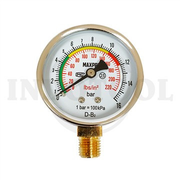 Pressure Gauge 2.5" (16 Bar) / Alat Pengukur Tekanan MAXPRO