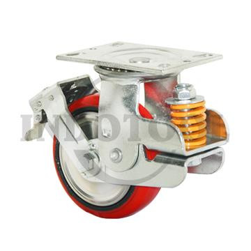 RODA TROLI / TROLLEY 4 INCH 100X50MM / PU CASTER MERAH FIXED MATI ROHA