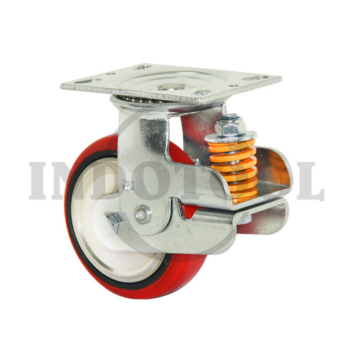 RODA TROLI / TROLLEY SPRING 6 INCH 150X50MM PU MERAH PUTAR SWIVEL ROHA