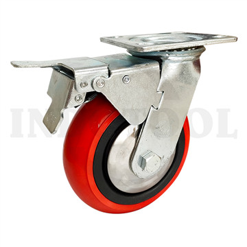 RODA TROLI PVC - REM 4" (100x50mm), 100kg, DBL BRAKE ROHA