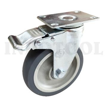 Roda Troli REM 4" Medium Duty TPR Caster DBL BRAKE (100x30mm)90kg ROHA