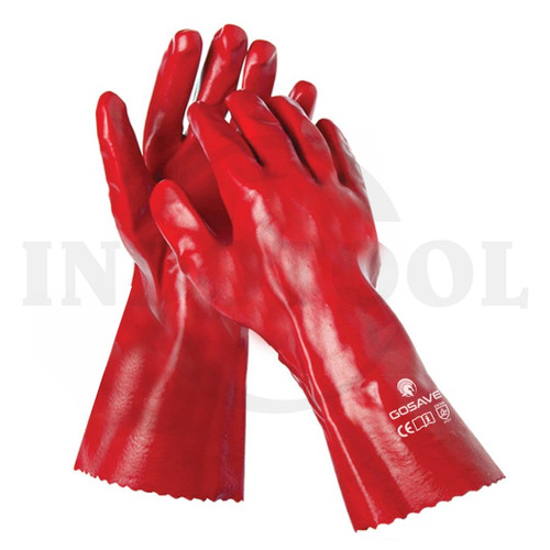 Sarung Tangan Karet PVC 14" Merah - GOSAVE