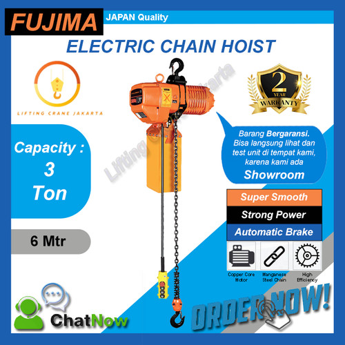 Electric Chain Hoist 3 Ton x 6 meter FUJIMA Japan