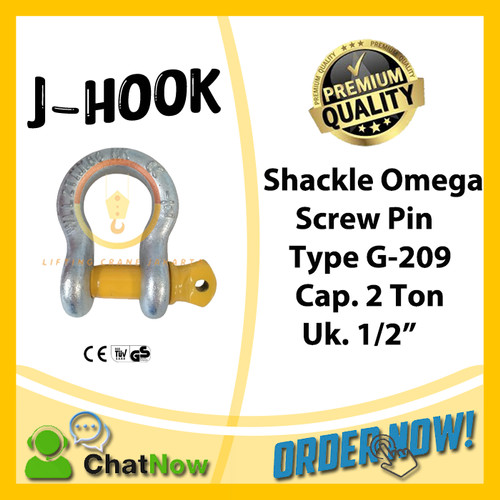 Shackle Omega Bow Sackle G209 2 Ton - 1/2" Segel Screw Pin