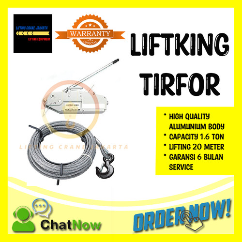 Wire Rope Pulling Hoist Tirfor 1,6 Ton x 20 Meter "Liftking"