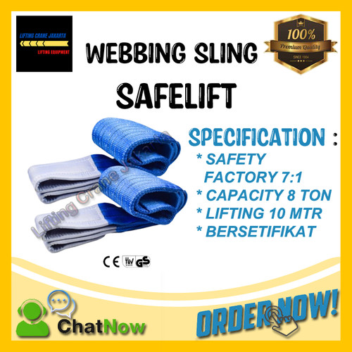 Webbing Sling Belt / Tali Angkat 8 Ton x 10 Meter SAFELIFT Double Ply