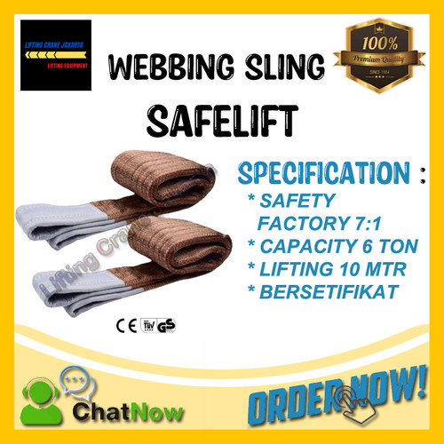 Webbing Sling Safety Belt Capacity 6 Ton 10 Meter SAFELIFT DOUBLE PLY