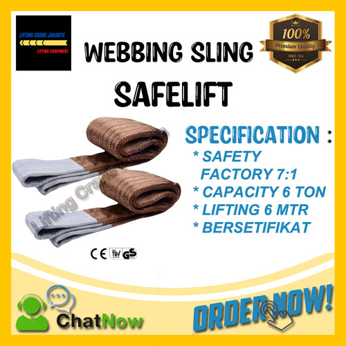 Webbing Sling Safety Belt Capacity 6 Ton 6 Meter SAFELIFT DOUBLE PLY