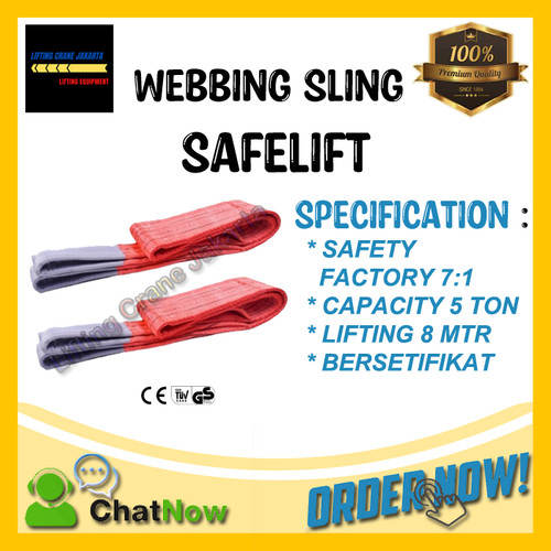 Webbing Sling Safety Belt Capacity 5 Ton 8 Meter SAFELIFT DOUBLE PLY