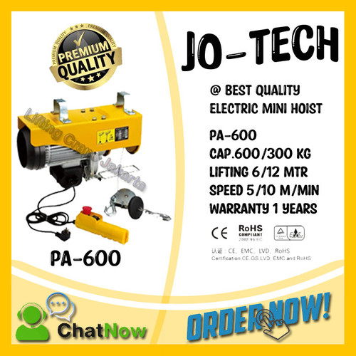 Electric Mini Hoist PA-600 kg x 12 Meter JO-TECH (ORDER INSTAN GOJEK)