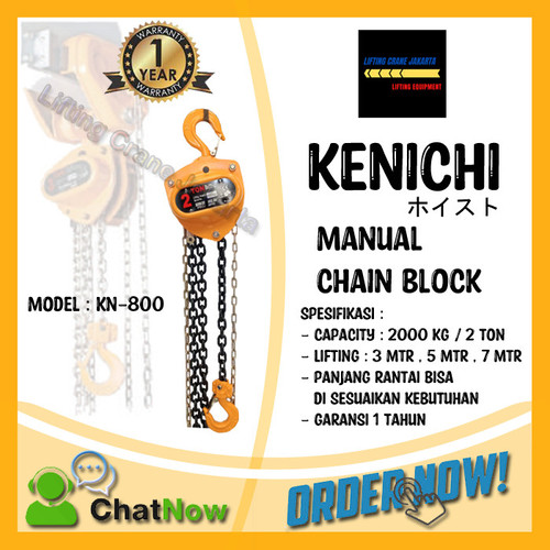 KENICHI Chain Block Takel Manual 2 Ton 7 METER "JAPAN"