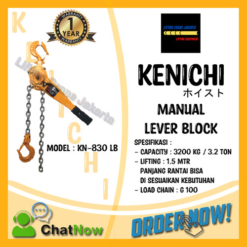 KENICHI Lever Block Lever Hoist Kotrek Rantai cap. 3,2Ton x 1,5Mtr