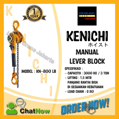 KENICHI Lever Block Lever Hoist Kotrek Rantai cap. 3 Ton x 1,5 Mtr