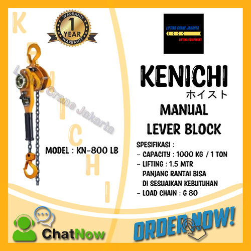 KENICHI Lever Block Lever Hoist Kotrek Rantai cap. 1 Ton x 1,5 Mtr