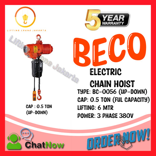 Electric Chain Hoist Cap 0.5 Ton 6 Meter Up Down BECO Korea