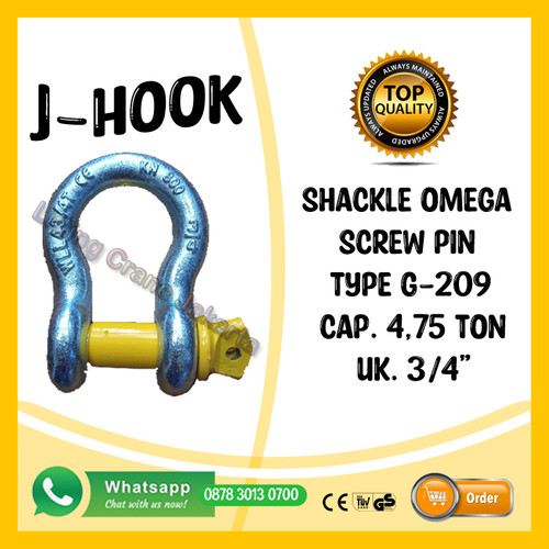 Bow Shackle Omega G209 4.75 Ton - 3/4" Segel Screw Pin