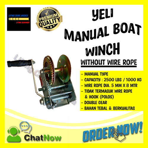 Hand Winch Manual Boat Winch Capacity 2500Lbs without WIre Rope YELI