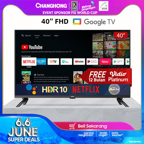 CHiQ 40 Inch Android 11 Frameless Smart TV Digital LED TV L40G7P-FHD