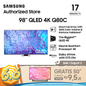 Samsung Smart TV 98 inch QLED 4K Q80C Direct Full Array- QA98Q80CAKXXD