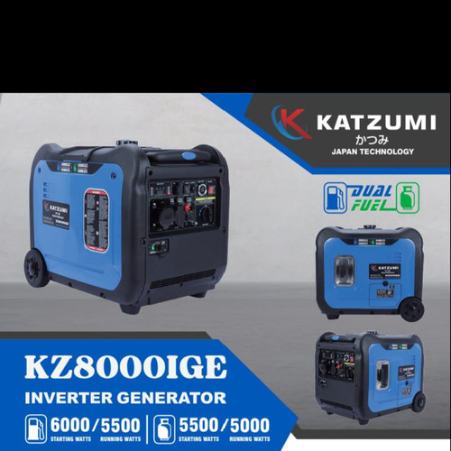 Genset Gas LPG Silent 6000 Watt Inverter Katzumi KZ 8000iGE Bensin & Gas LPG