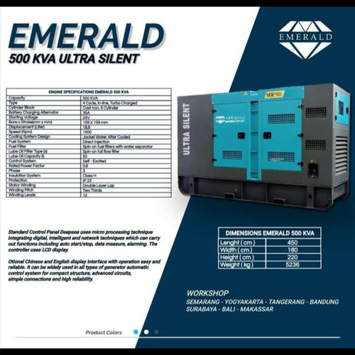 Genset 500 KVA Silent Diesel Emerald EG500W Japan Tech