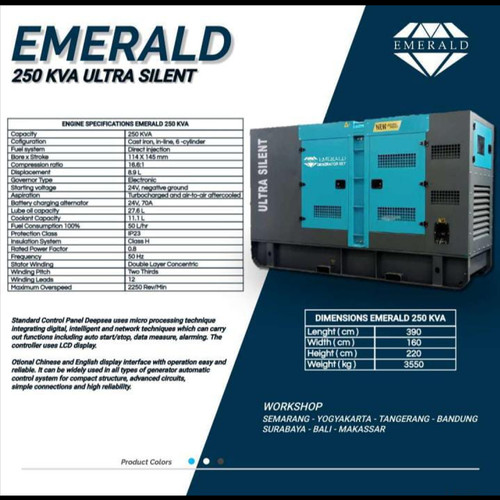 Genset 250 KVA Silent Diesel Emerald EG250W Japan Tech