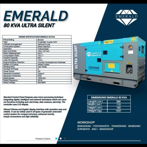 Genset 80 KVA Silent Diesel Emerald EG80W Japan Tech