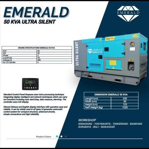 Genset 50 KVA Silent Diesel Emerald EG50W Japan Tech