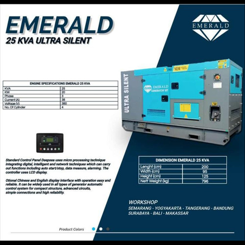 Genset 25 KVA Silent Diesel Emerald EG25W Japan Tech