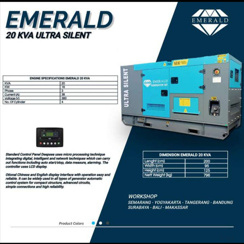 Genset 20 KVA Silent Diesel Emerald EG20W Japan Tech