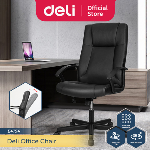 Deli Kursi Direktur / Kursi Kantor / Office Chair Bahan Kulit Kapasitas 800 KG E4514