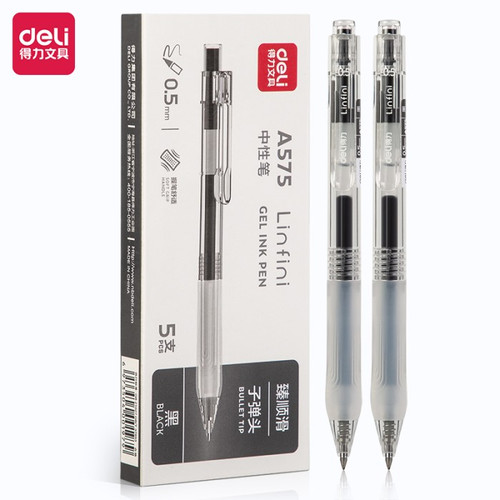 Deli Pulpen Gel / Gel Pen 0.5mm Penulisan Lancar A575 12 PCS