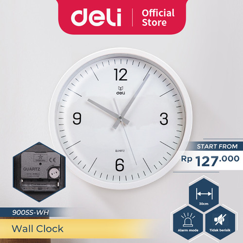 Deli Jam Dinding Minimalis / Wall Clock Putih 900XS