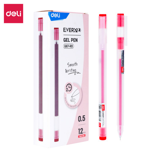 Deli Gel Pen Pulpen Gel 0.5mm Kapasitas Tinta Besar Isi 12 pcs EG67-12