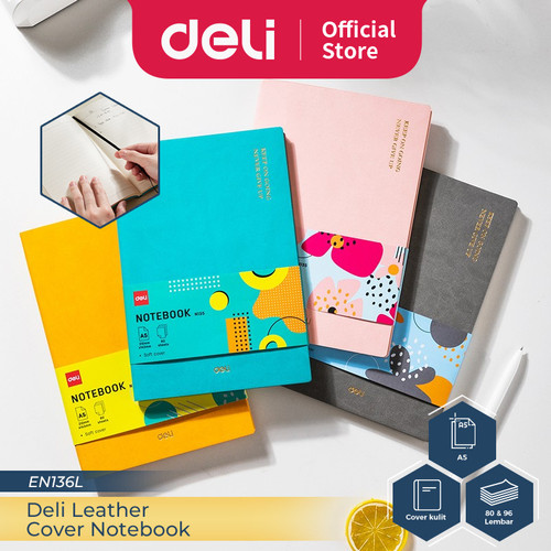 Deli Leather Cover Notebook Sampul Kulit Pastel A5 80 70GSM EN13XL