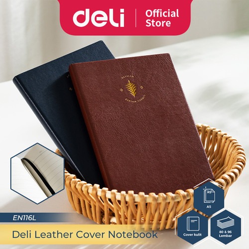 Deli Leather Cover Notebook A5 96 Lembar Hard Cover Simple EN116L