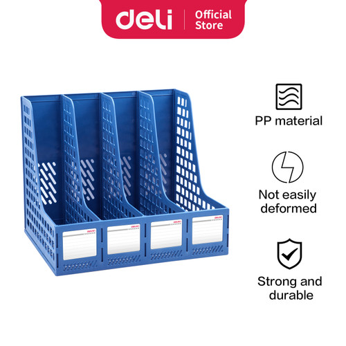 Deli File Tray / Rak Box File Bahan Plastik 4 Sekat 33777