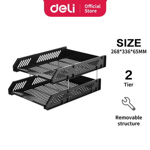 Deli File Tray / Rak File Susun Bahan Plastik 2/3 Tingkat E920X