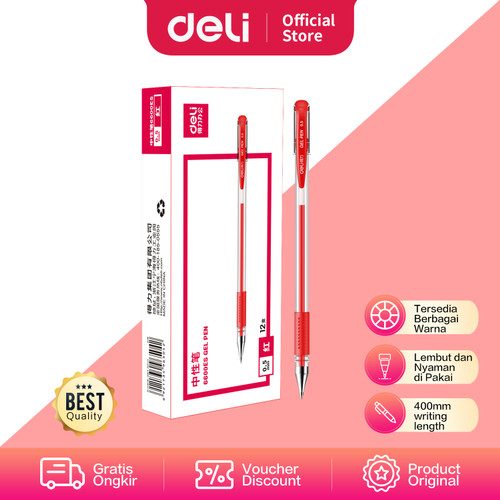 Deli Gel Pen/Pulpen Gel Capable/Retractable 0.5 mm 12 pcs 6600ES S01