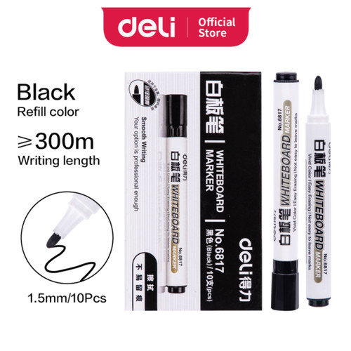 Deli Whiteboard Marker/Spidol Papan Tulis 10 pcs Hitam/Biru/Merah 6817