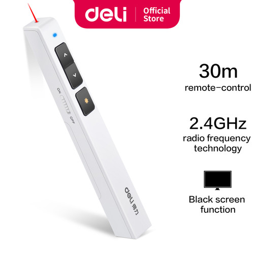 Deli Laser Pointer Wireless alat presentasi berbentuk pen 30m 2802