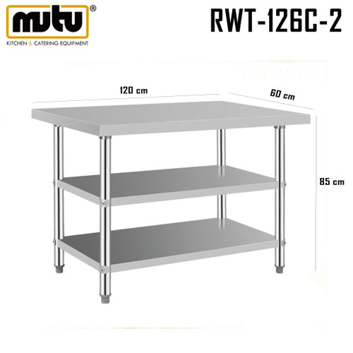 working table 1,2 meter / meja dapur stainless RWT-126C-2