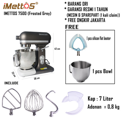 MIXER adonan roti 7 liter IMETTOS-7500 (frosted-grey)