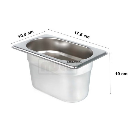 food pan 1/9 kedalaman 10 cm stainless steel Mutu PAN-19100