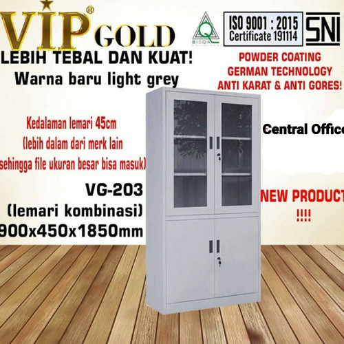 Lemari Arsip Vip Gold pintu kaca VG203 free ongkir Wilayah jaktang